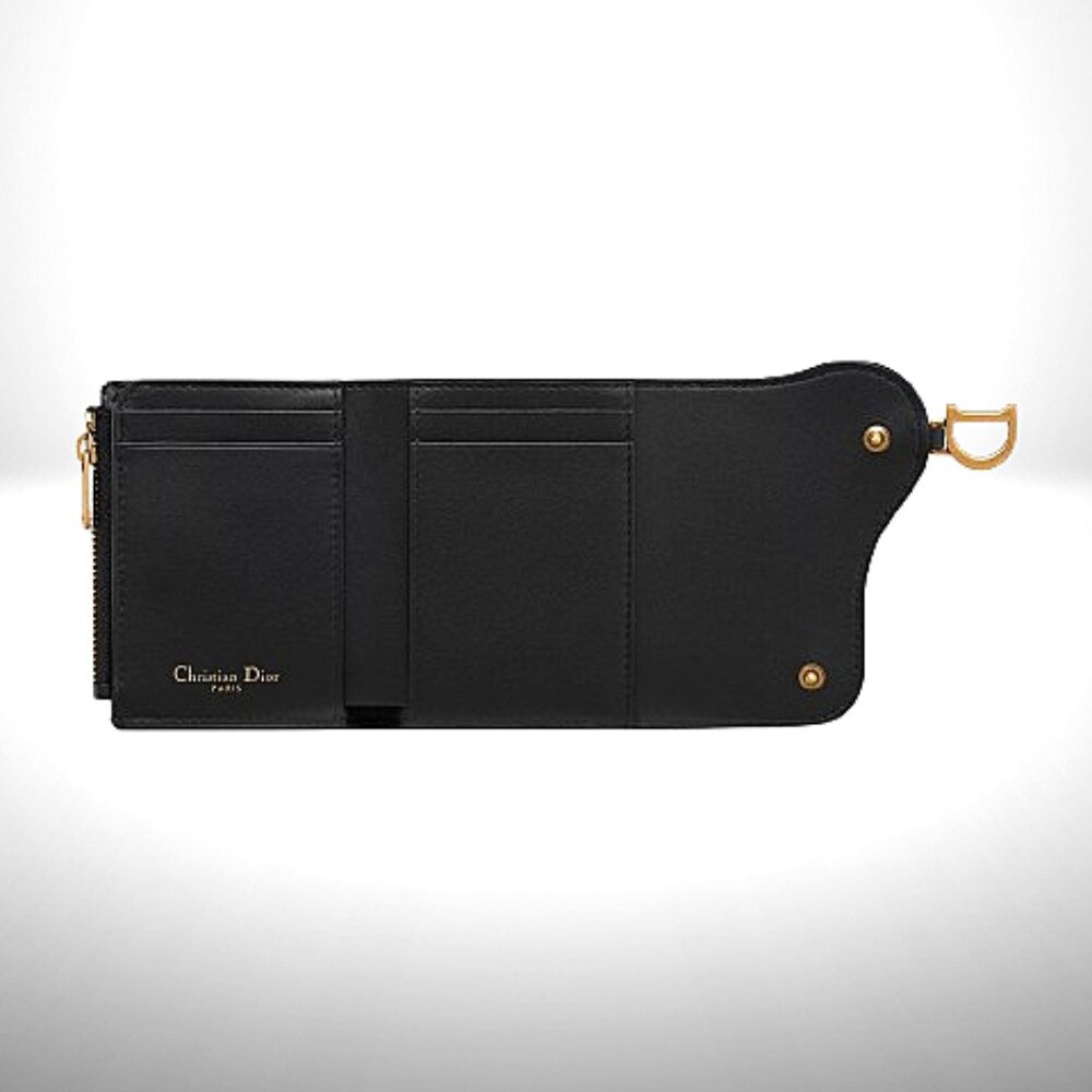 Dior Saddle Lotus Wallet in Black Grained Calfskin Leather - New - Picture 5 of 7